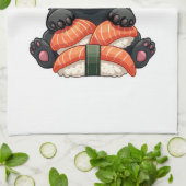 Vintage süße schwarze Pug-Sushi-Cartoon-Vektor-Ill Geschirrtuch (Gefaltet)