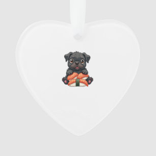 Vintage süße schwarze Pug-Sushi-Cartoon-Vektor-Ill Ornament