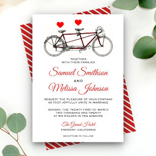 Vintage Süße Tandem-Fahrrad-Hochzeitseinladung Einladung