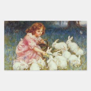 Vintage Süße Tier Ostern Rechteckiger Aufkleber