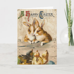 Vintage Süße Tiere Ostern Feiertagskarte