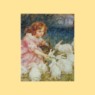 Vintage Süße Tiere Ostern Puzzle