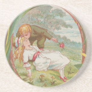 Vintage süße unschuldige Valentinstagskarte, Kate Getränkeuntersetzer