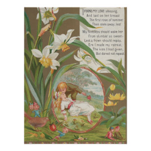 Vintage süße unschuldige Valentinstagskarte, Kate  Poster