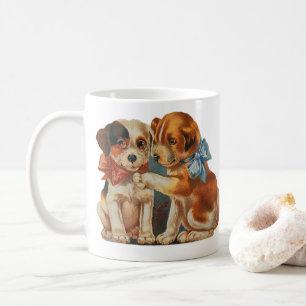 Vintage süße Valentinstag-Hunde-Liebe, zwei Hundem Kaffeetasse