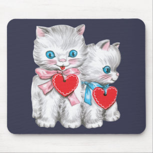 Vintage Süße Valentinstag Katzen, Retro Kätzchen Mousepad
