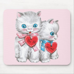Vintage süße Valentinstagskatzen, flauschige Kätzc Mousepad