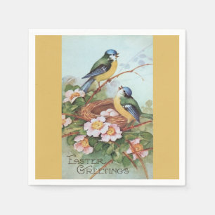 Vintage süße Vögel und Nest Osterpapier Napkin Serviette