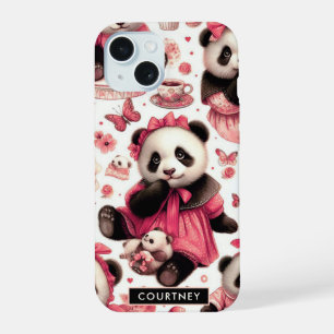 Vintage süßer Baby-Panda nahtlos iPhone 15 Hülle