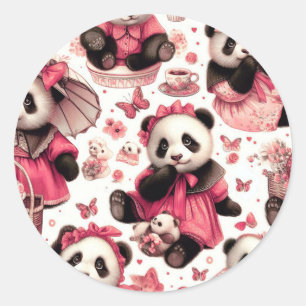 Vintage süßer Baby-Panda nahtlos Runder Aufkleber