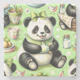 Vintage süßer Baby-Panda Steinuntersetzer