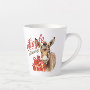 Vintage süßer Esel klingelt den ganzen Weg Weihnac Milchtasse