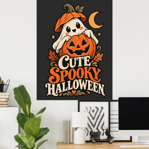 Vintage Süßer Gruseliger Halloween-Geist-Kürbis-Pl Poster