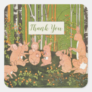 Vintage Süßer Hase Kinder Baby Shower Quadratischer Aufkleber