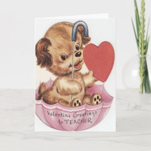 Vintage Süßer Hund Valentinstagskarte für Lehrer Feiertagskarte