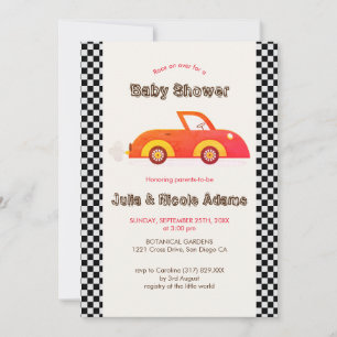 Vintage Süßer Kleiner Auto-Rennfahrer Baby-Party Einladung