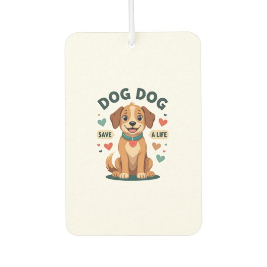 Vintage süßer Rettungshund Rette ein Leben Cartoon Autolufterfrischer (Vorderseite)