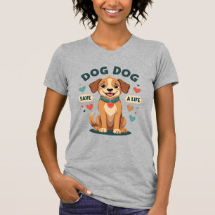 Vintage süßer Rettungshund Rette ein Leben Cartoon T-Shirt