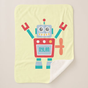 Vintage Süßer Roboter Spielzeug Personalisiert Sherpadecke