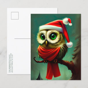 Vintage Süßer Santa Eule Weihnachten Urlaub Einladungspostkarte