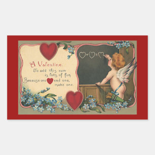 Vintage Süßer Valentinstag, Cherub-Lehrer Rechteckiger Aufkleber