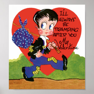 Vintage süßer Valentinstag, Hobo-Junge Herz Poster