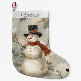 Vintage Süßer Weihnachts-Schneemann Kleiner Weihnachtsstrumpf