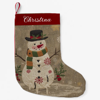 Vintage Süßer Weihnachts-Schneemann Kleiner Weihnachtsstrumpf