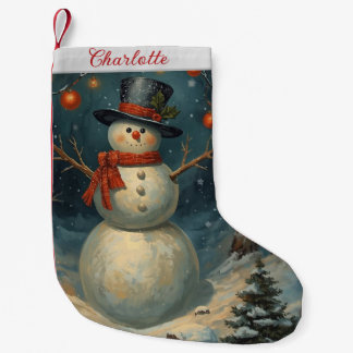 Vintage Süßer Weihnachts-Schneemann Kleiner Weihnachtsstrumpf