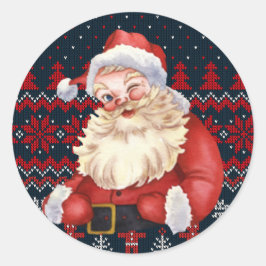 Vintage süßer zwinkernd Weihnachtsmann Weihnachten Runder Aufkleber