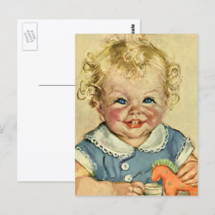 Vintage süßes blondes skandinavisches Kind mit Loc Postkarte