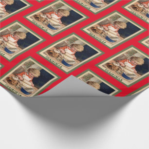 Vintage Süßes Mädchen beim Weihnachtsbacken Geschenkpapier