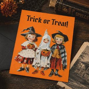 Vintage Süßes oder Saures Kinder Retro Halloween Postkarte