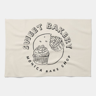 Vintage Süßigkeiten-Bäckerei-Logo Geschirrtuch