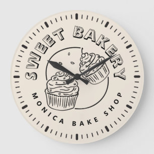 Vintage Süßigkeiten-Bäckerei-Logo Große Wanduhr