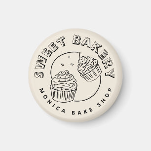 Vintage Süßigkeiten-Bäckerei-Logo Magnet