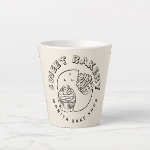 Vintage Süßigkeiten-Bäckerei-Logo Milchtasse