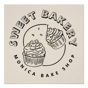 Vintage Süßigkeiten-Bäckerei-Logo Poster