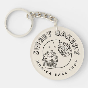 Vintage Süßigkeiten-Bäckerei-Logo Schlüsselanhänger