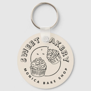 Vintage Süßigkeiten-Bäckerei-Logo Schlüsselanhänger