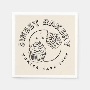 Vintage Süßigkeiten-Bäckerei-Logo Serviette