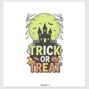 Vintage-Süßigkeiten-oder-Saures-Spukhaus-Halloween Aufkleber
