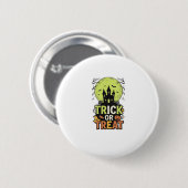 Vintage-Süßigkeiten-oder-Saures-Spukhaus-Halloween Button (Vorne & Hinten)