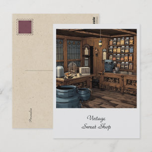 Vintage Süßigkeitenladen Allgemeiner Laden Persönl Postkarte