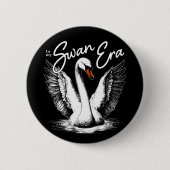Vintage Swan Ära White Print Button (Vorderseite)
