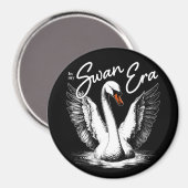 Vintage Swan Ära White Print Magnet (Vorderseite/Rückseite)
