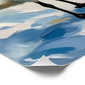 Vintage Swan by Snowy Bridge Christmas Painting Poster (Ecke)