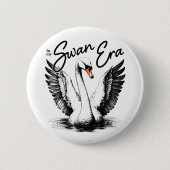 Vintage Swan Era Black Print Button (Vorderseite)