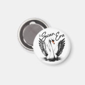Vintage Swan Era Black Print Magnet (Vorderseite/Rückseite)
