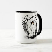 Vintage Swan Era Black Print Tasse (VorderseiteRechts)